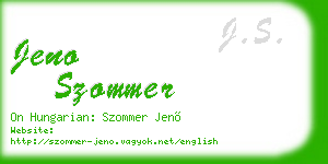 jeno szommer business card